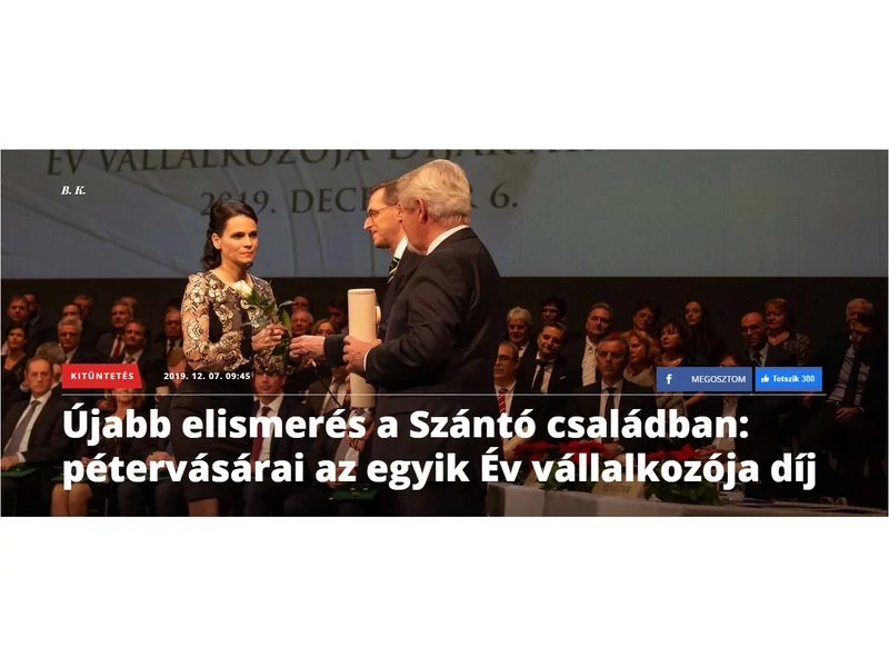Hubai Péterné az Év Vállalkozója 2019-ben